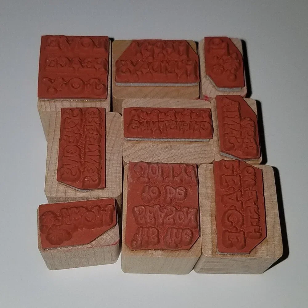 VTG Hero Arts Rubber Stamps Holiday Messages Season Santa Christmas